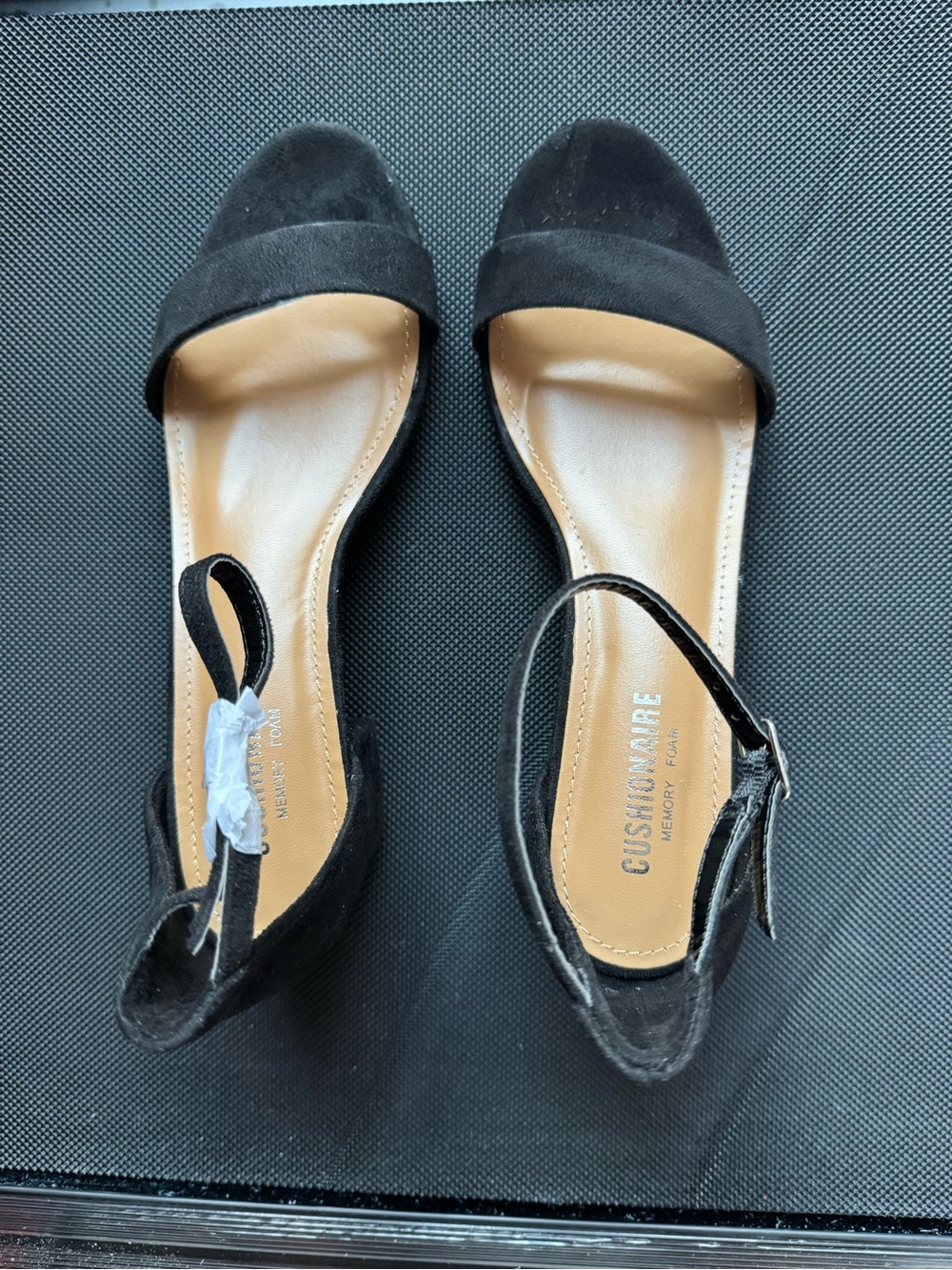 Cushionaire Black Suede Open-Toe Ankle Strap Sandals